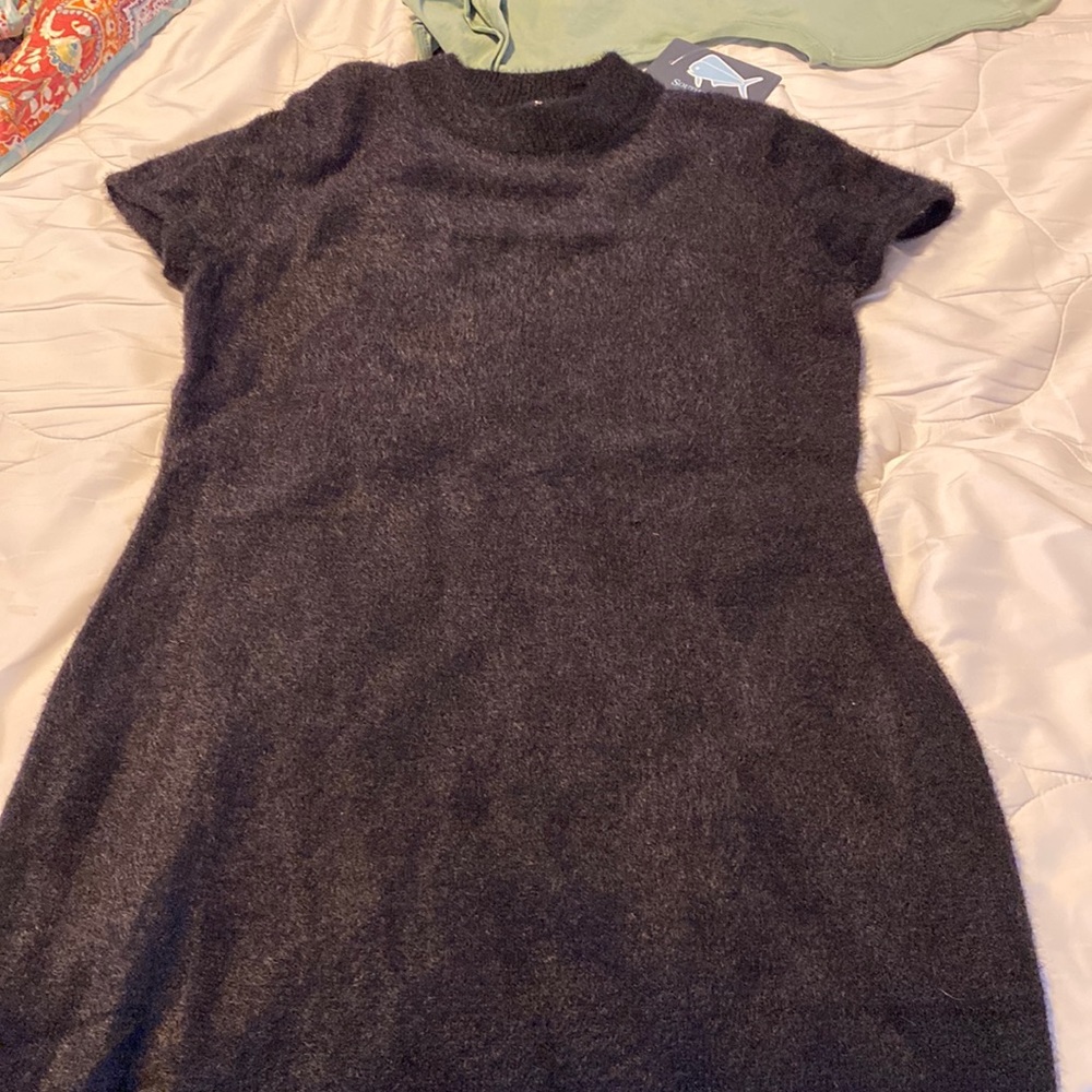 Black shirt sweater dress